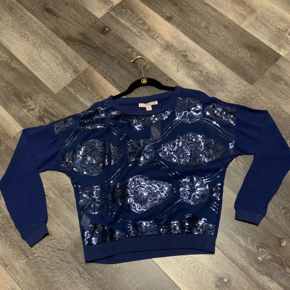 Dressy sequin sheer top.